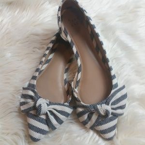 Blue & White Striped Flats